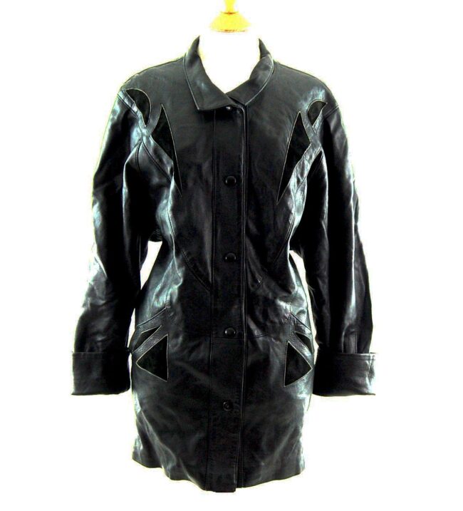 80s Black Leather Coat