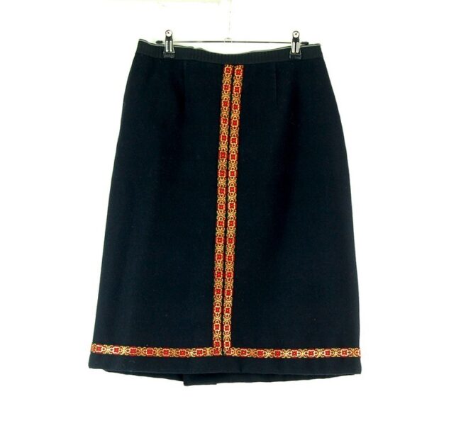 60s black wool skirt