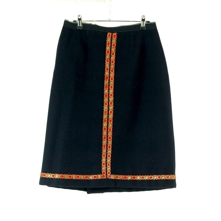 60s black wool skirt