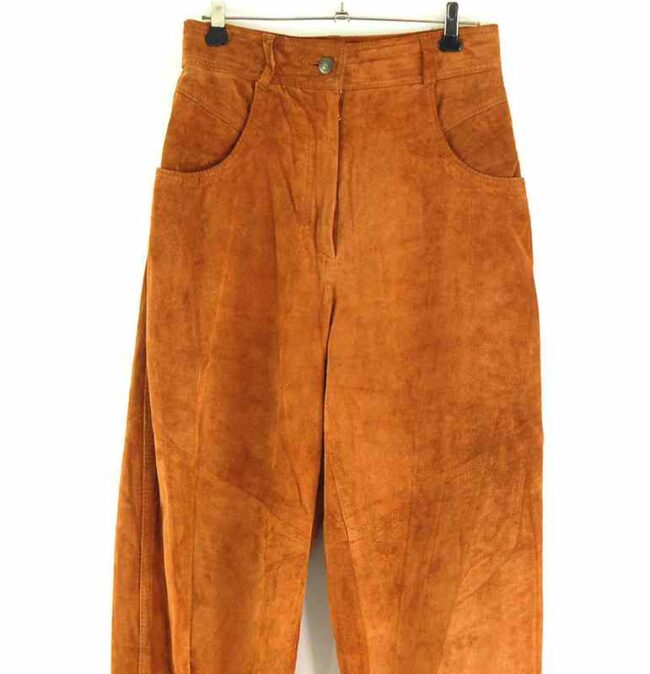 Front close up of 90s Brown Suede Trousers