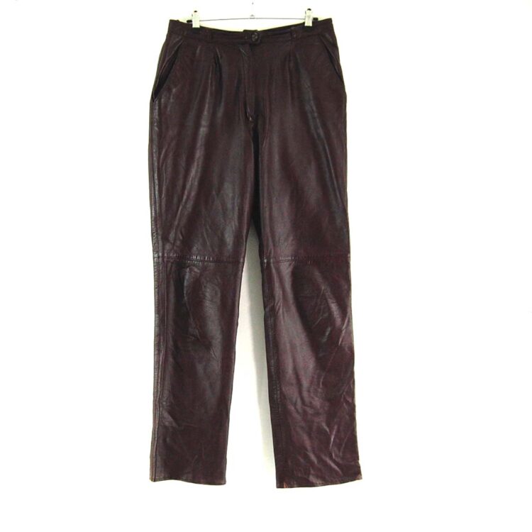 90s Brown Straight Leg Leather Trousers
