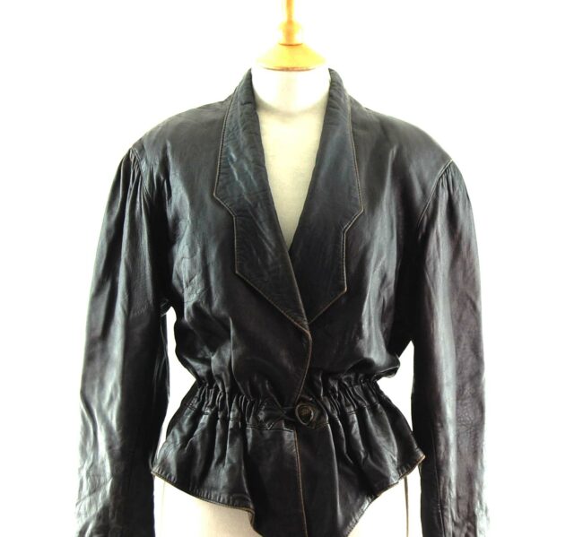 80s Cropped Elastic Waist Jacket Close up