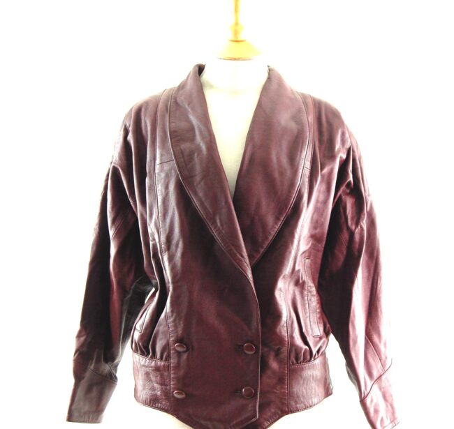 80s Brown Leather Jacket Close Up