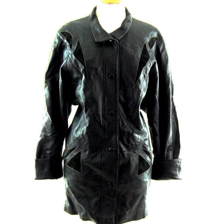 80s Black Leather Coat
