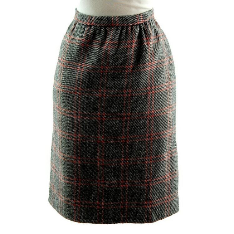 60s wool check skirt