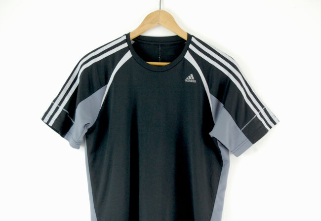 Adidas Black Mesh t-shirt close up