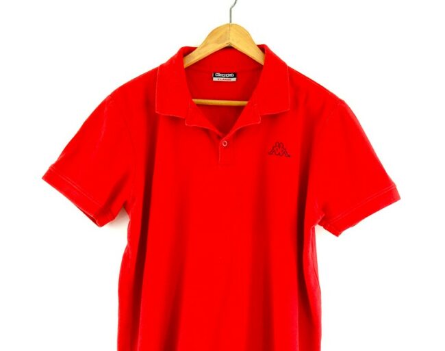 Red Kappa polo shirt close up