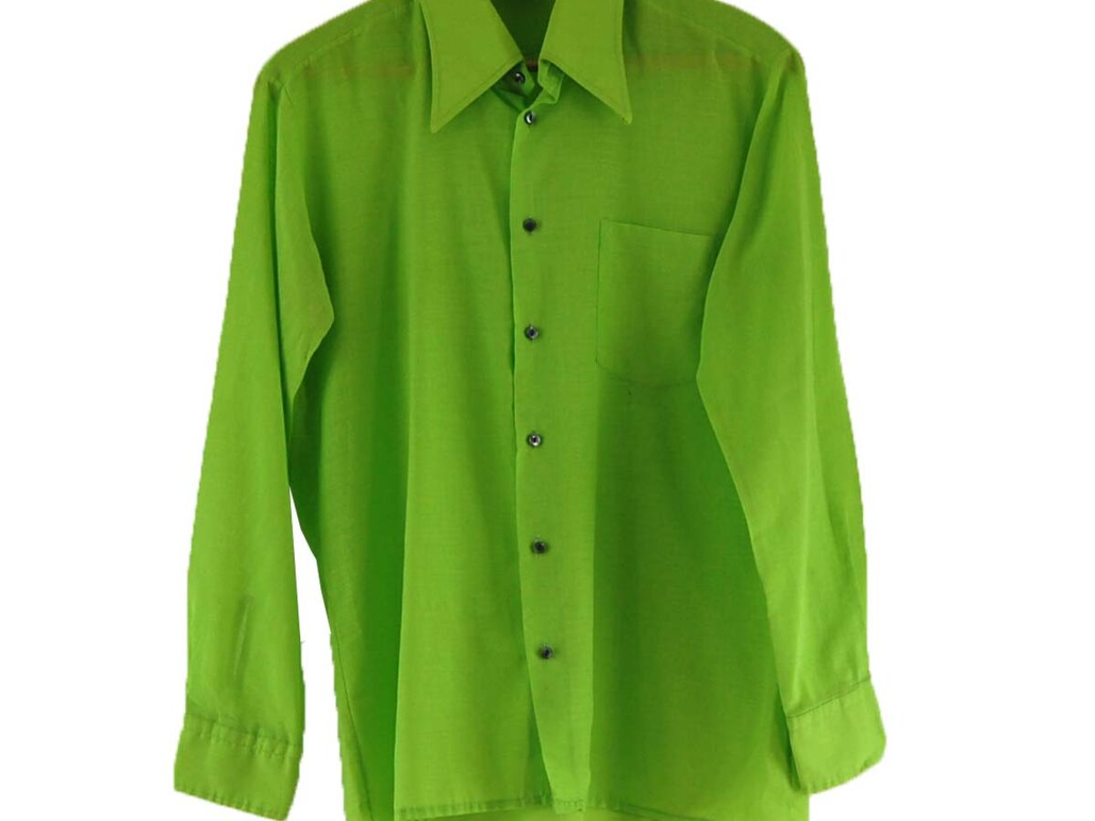 70s Lime Green Shirt - UK L - Blue 17 Vintage Clothing 70s Lime Green Shirt - UK L - Blue 17 Vintage Clothing