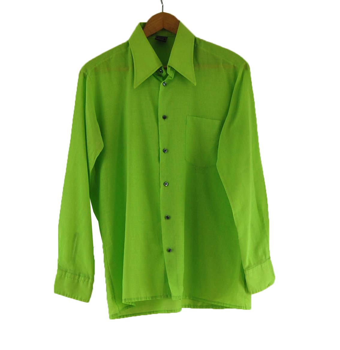 70s Lime Green Shirt - UK L - Blue 17 Vintage Clothing