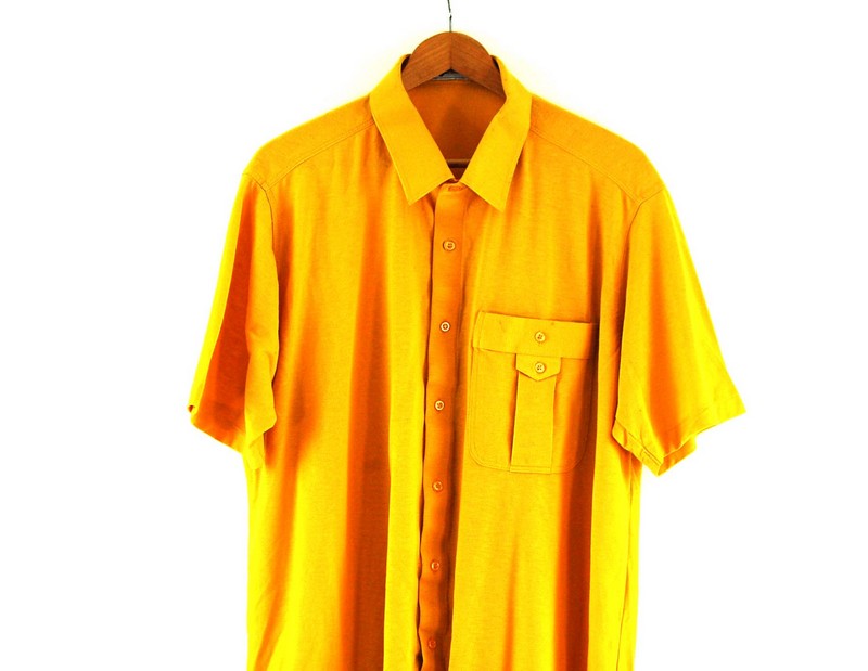 Yellow Short Sleeved Shirt - UK XXL - Blue 17 Vintage Clothing