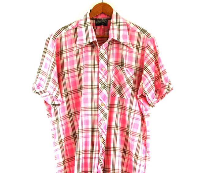 Close up of 70s Pink Check Shirt