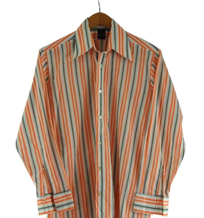 70s Orange and Green Striped Shirt