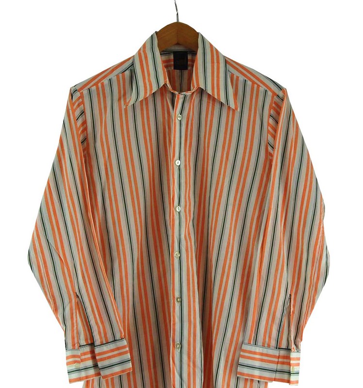 Orange and Green Striped Shirt - Blue 17 Vintage Clothing