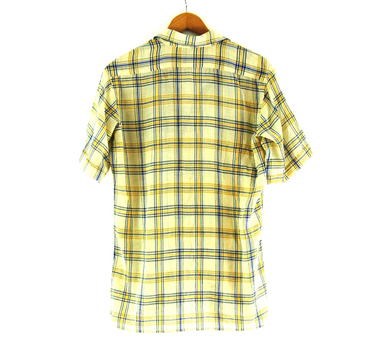 Yellow and Blue Checked Shirt - UK M - Blue 17 Vintage Clothing