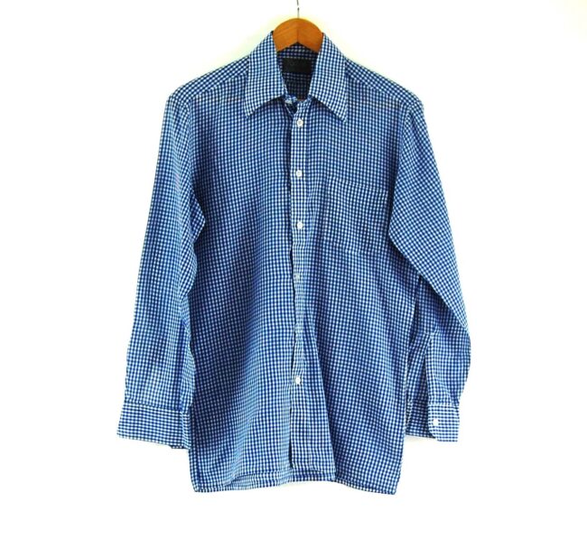 70s Blue and White Gingham Shirt