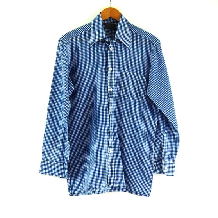 70s Blue and White Gingham Shirt