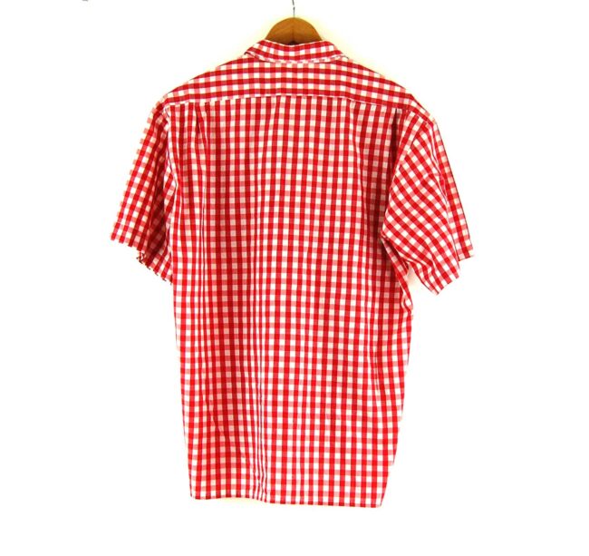 70s Red Short Sleeve Gingham Shirt Back