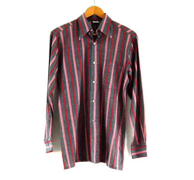 70s Grey and Red Striped Shirt