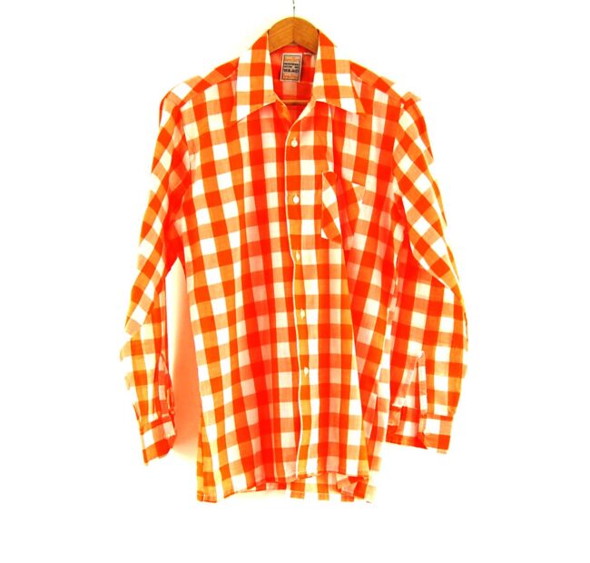 70s Orange Gingham Shirt