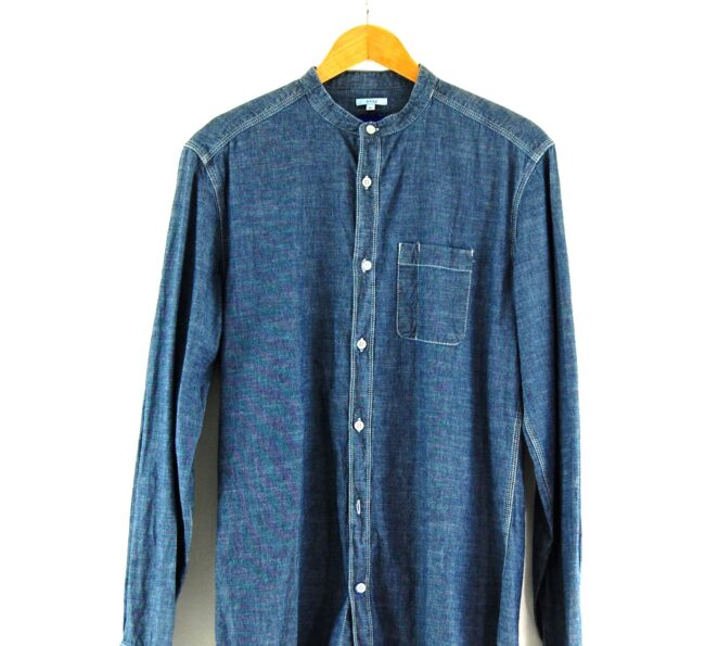 Blue Chambray Tunic Shirt Close Up