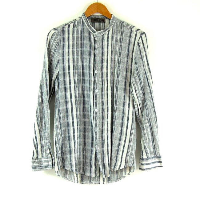 90's White and Blue Striped Tunic Shirt