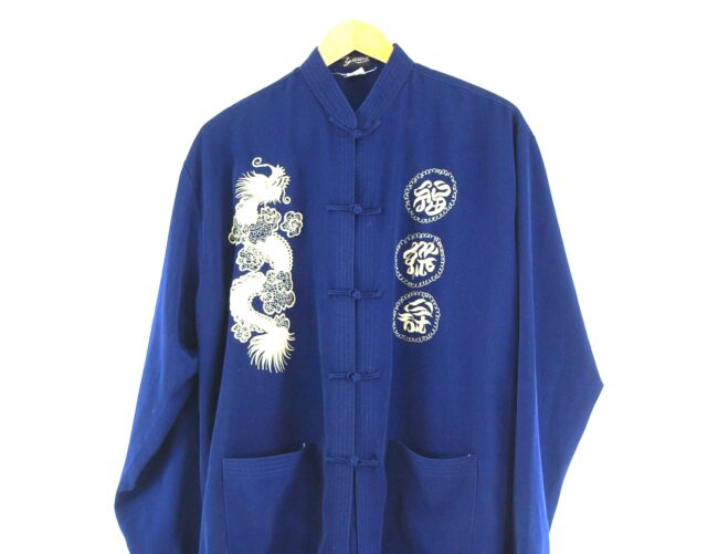 Blue Chinese Silk Jacket Close Up