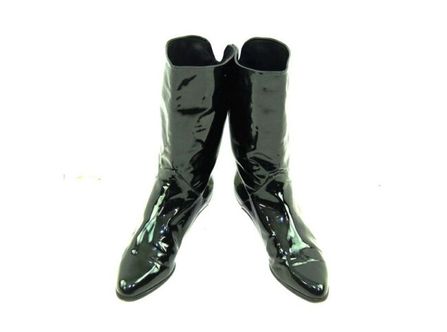 Front of 80's Black Patent Leather Boots