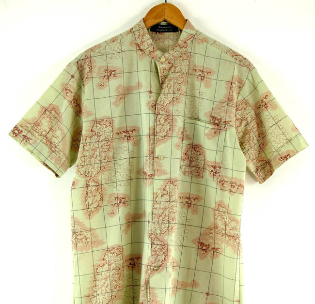 70s Map Print Shirt Close Up