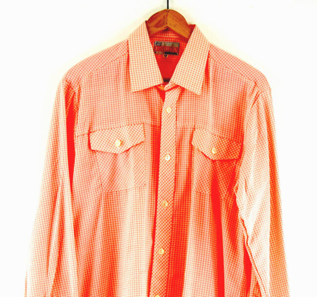 70s Peach Checked Shirt Close Up