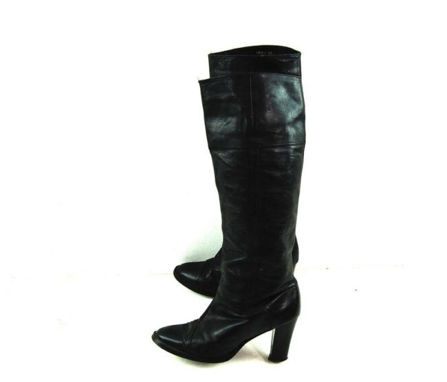 80s Black Knee High Boots