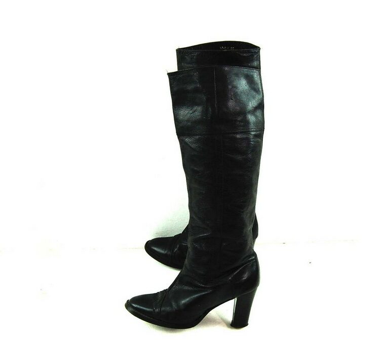 80s Black Knee High Boots