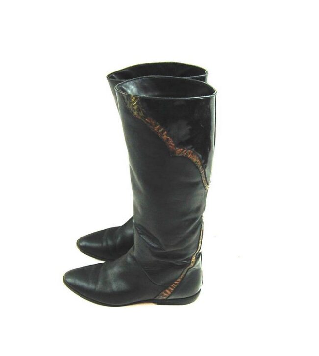 80s Flat Patchwork Leather Boots