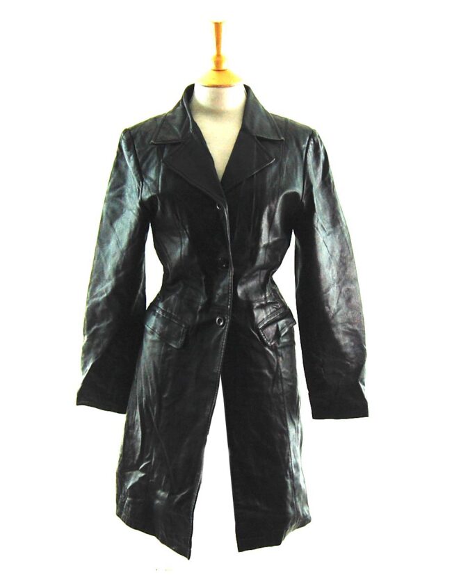 90s Black Leather Coat