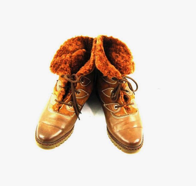 80s Faux Fur Lace Up Ankle Boots