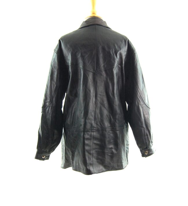 80s Leather Jacket with Buttons back