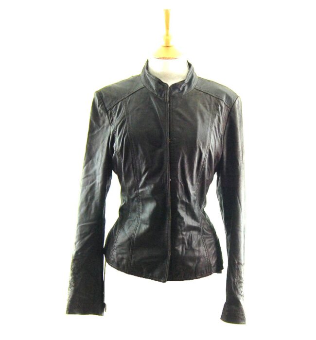 80s Embroidered Black Leather Jacket
