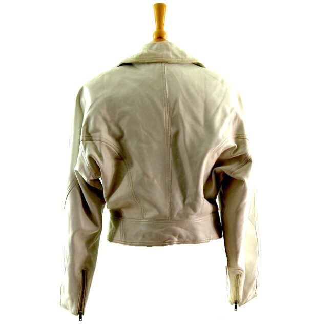 80s Cropped White Biker Jacket back