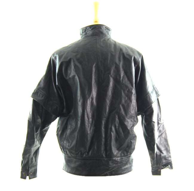 80s Side Zip Leather Jacket back