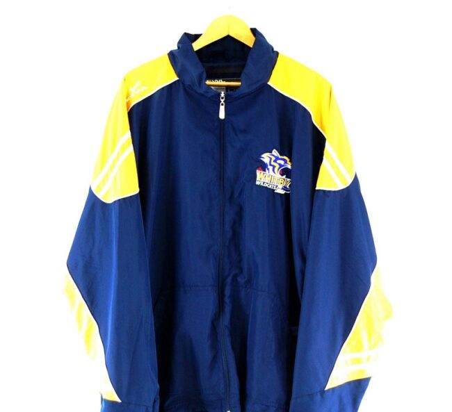 Close up of Kewl Whitby Wildcats Blue Windbreaker Jacket