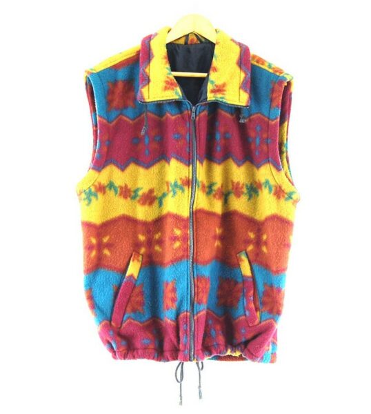 Gilet Sans Manches Femme Vintage Taille 18 (XL) - Noir - Patchwork Polaire - Années 90