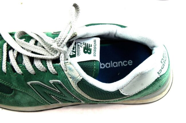 Close up of Green New Balance Trainers