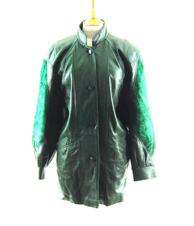 80s Green Suede and Leather Jacket