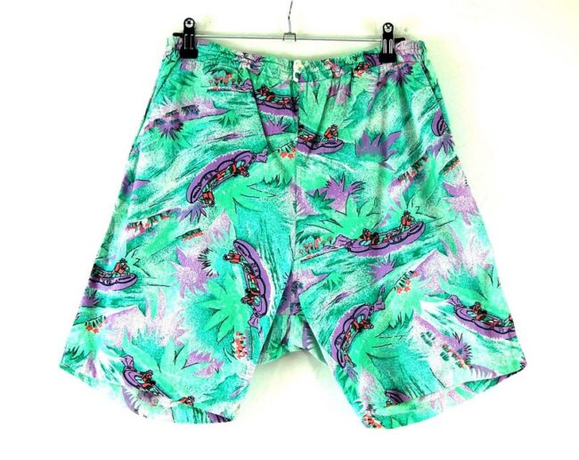 Back of 90s Canoe Boat Print Comfy Shorts