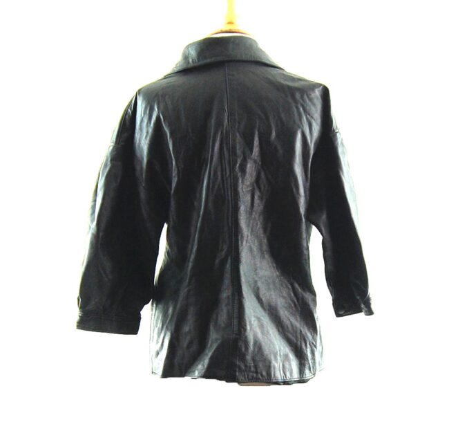 80s Cropped Sleeved Leather Jacket close up back