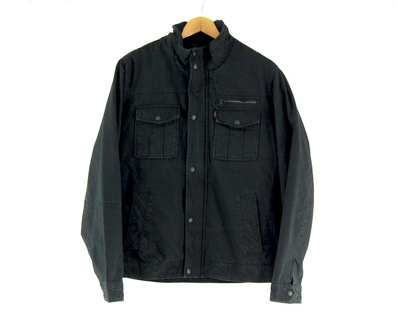 Levis Black Military Jacket - UK M - Blue 17 Vintage Clothing