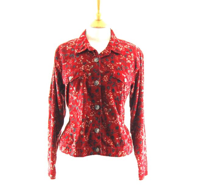 Red Floral Corduroy Shirt