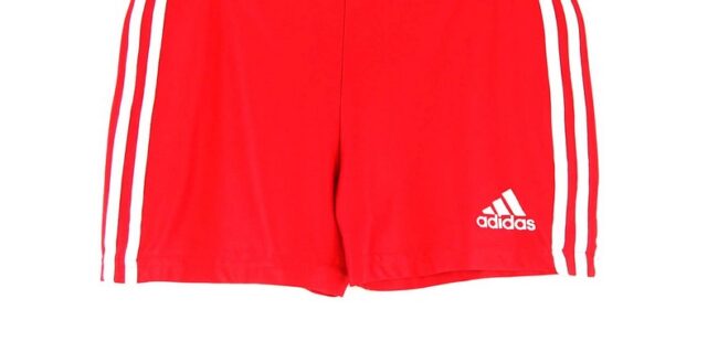 Close up of Red Adidas Training Shorts