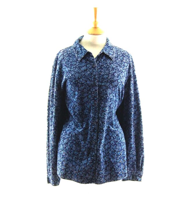 Blue Floral Corduroy Shirt