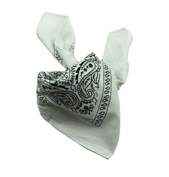 White Paisley Print Bandana