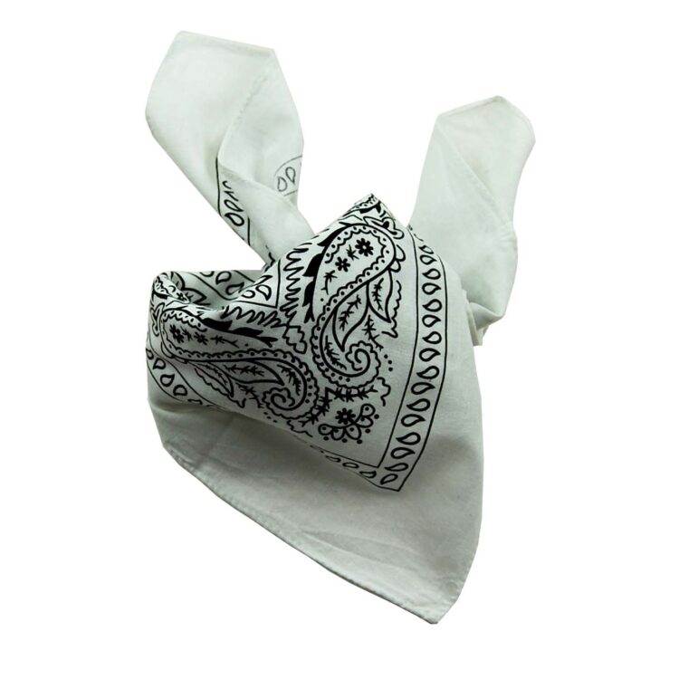 White Paisley Print Bandana